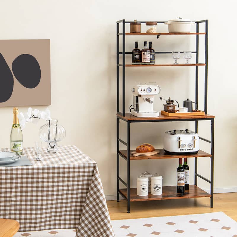 Gymax 5-Tier Kitchen Bakers Rack Microwave Stand Utility Storage Shelf