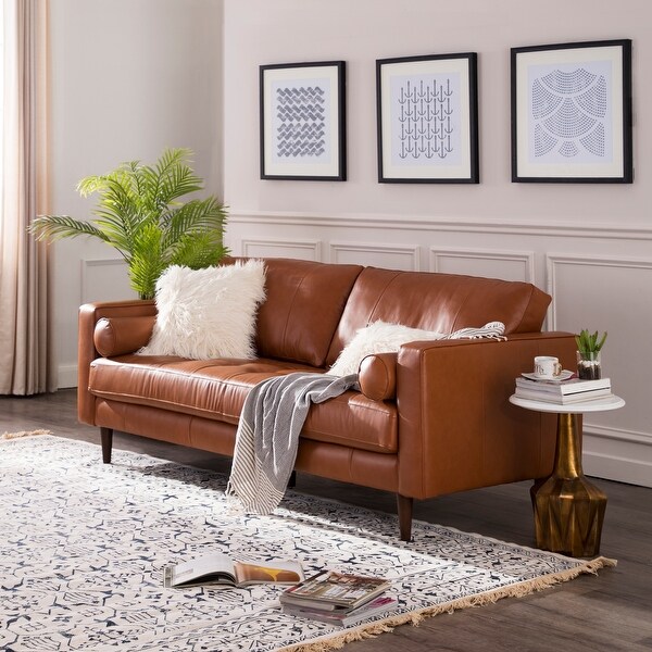 Carson Carrington Dacke Tufted Leather Sofa 88.5