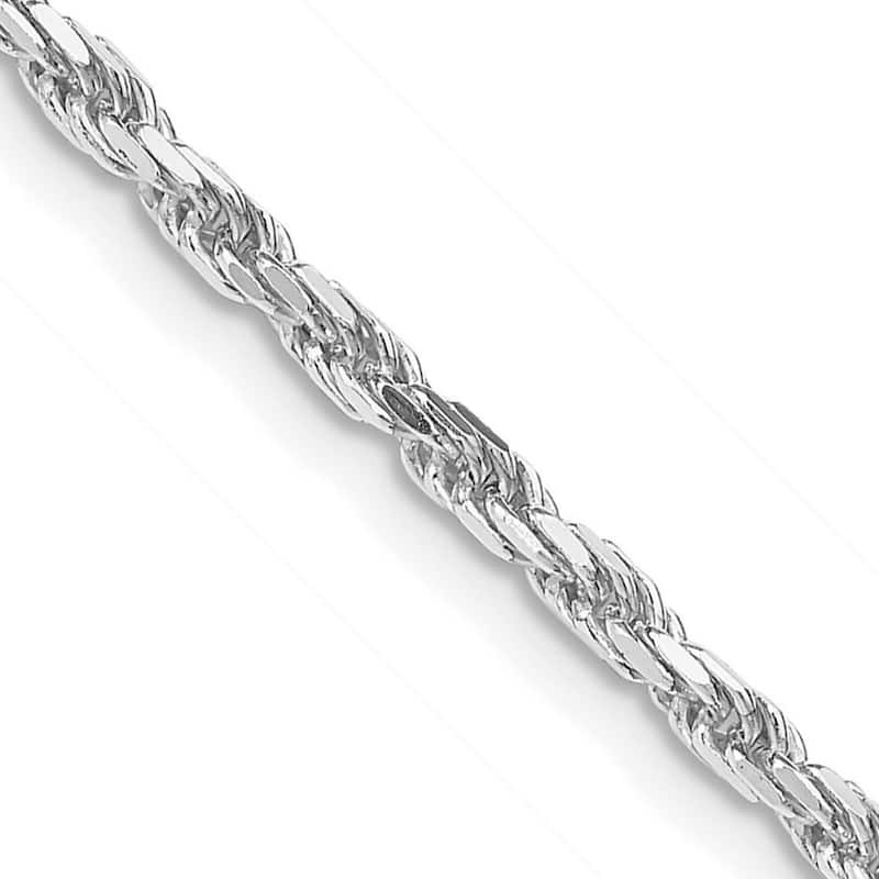 Curata 925 Sterling Silver Rhodium 2.5mm Diamond Cut Rope Chain Necklace for Men