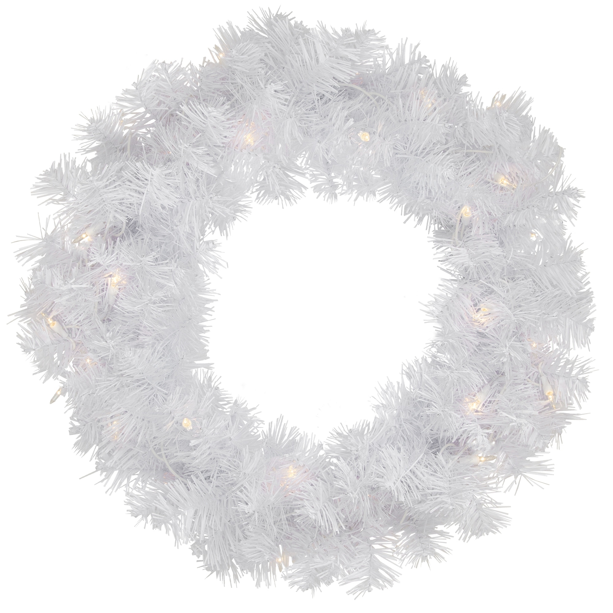 Pre-Lit Pine Artificial Christmas Wreath - 24" - White - Clear Lights