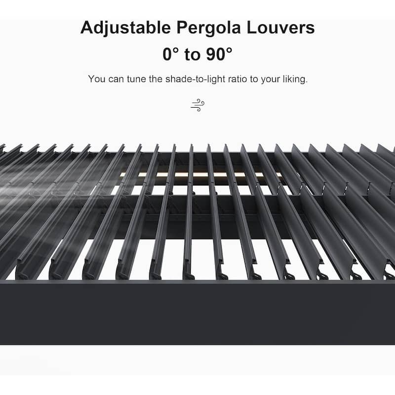PURPLE LEAF Louvered Pergola Outdoor Aluminum Pergola with Adjustable Roof for Patio Hardtop Gazebo