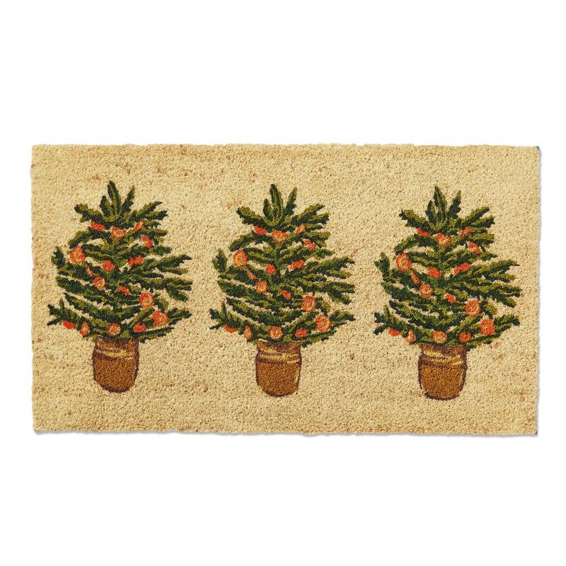 Citrus Tree Natural Coir Door Mat 30x17 Everyday Multicolor PVC Backing Easy Clean Shake or Brush
