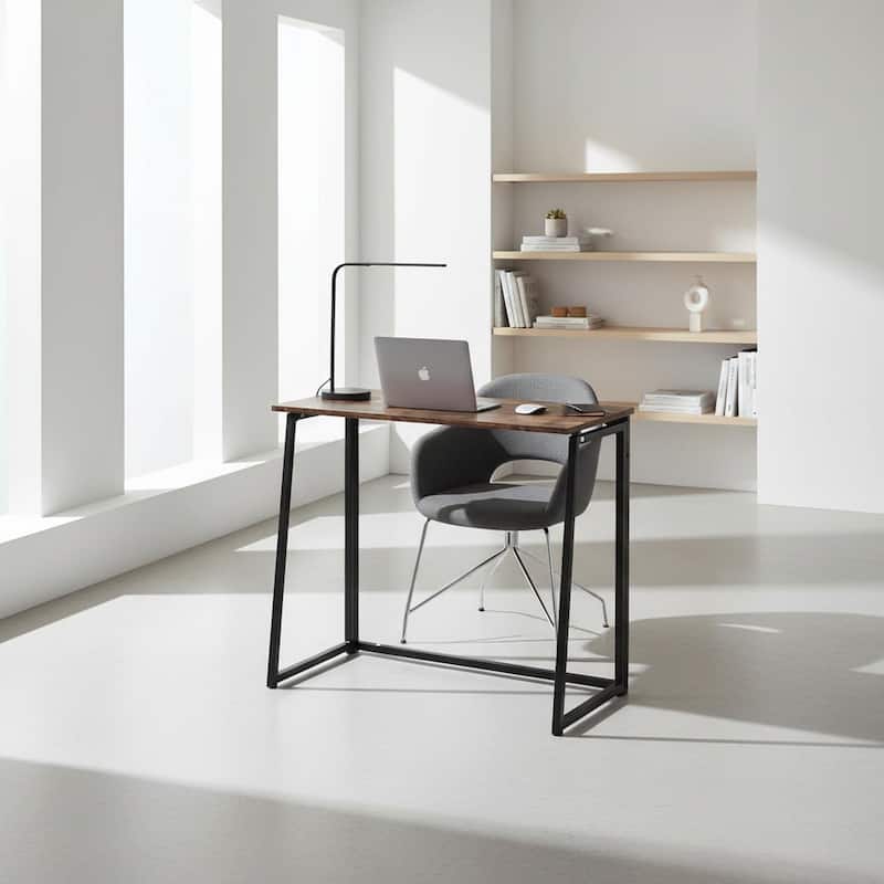 Homylin 31.5-Inch Folding Writing Desk, Space-Saving Computer & Study Table with Metal Frame