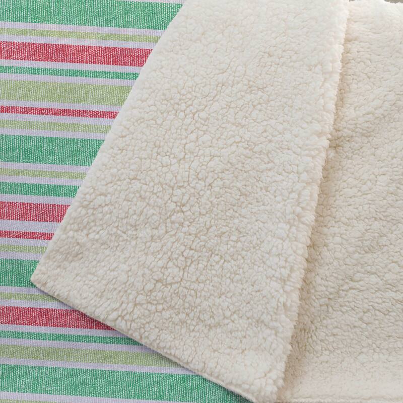 Premium Machine Washable Modern Stripe Sherpa Throw Blanket