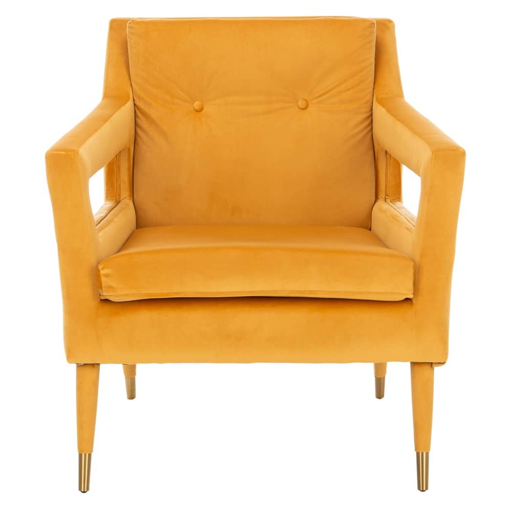 SAFAVIEH Amber Tufted Velvet Accent Chair - 30.3" x 34.1" x 33.9" - 30Wx34Dx34H