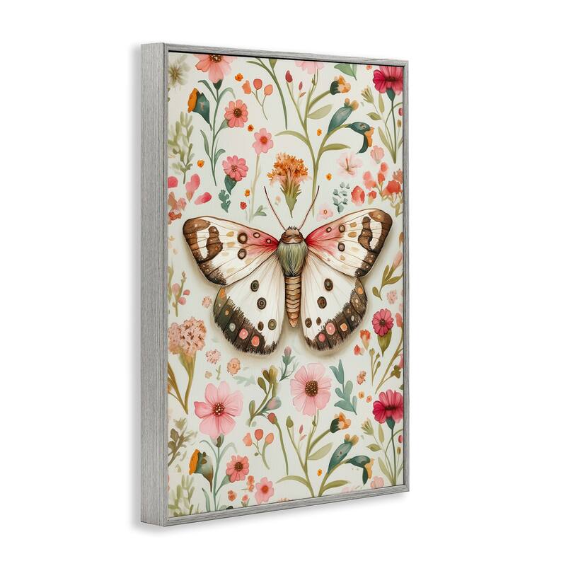 Stupell Botanical Butterfly on Florals Framed Giclee Art Design By The Dutch Lady