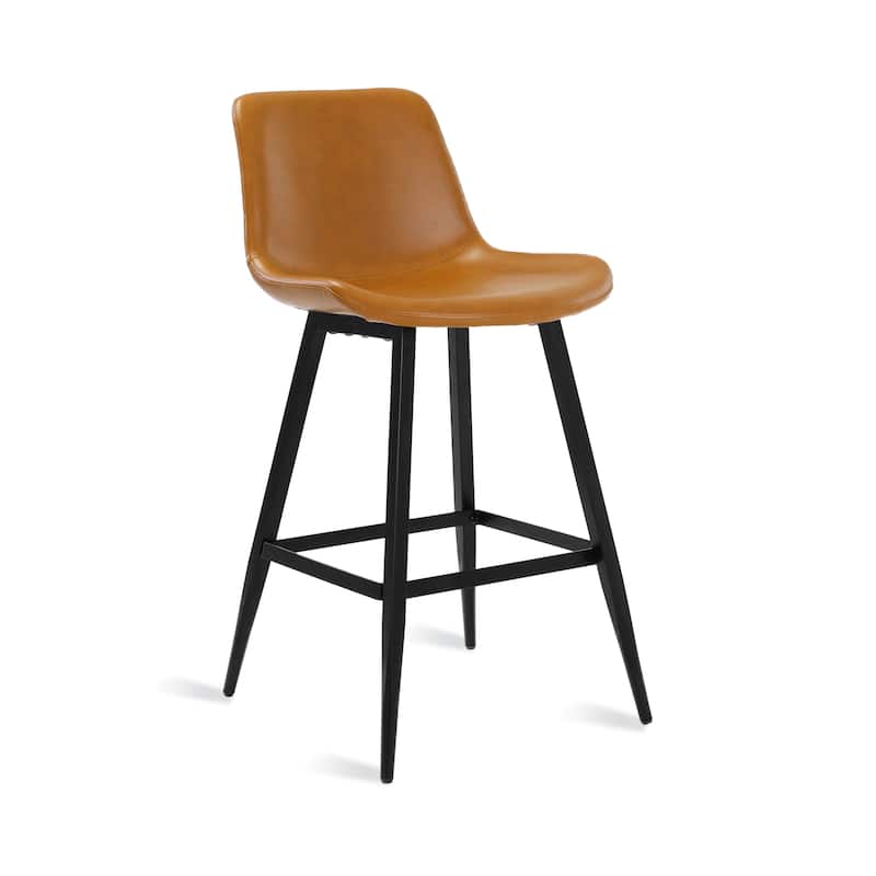 Modern Industrial Counter Stools Faux Leather Upholstered Counter Height Bar tools with Back