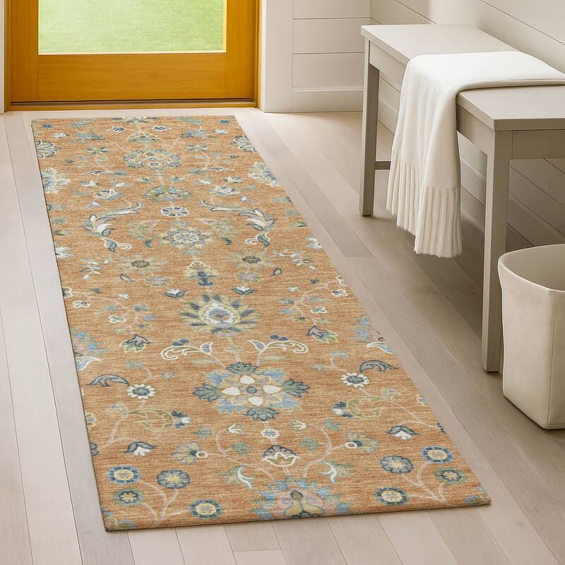 Machine Washable Indoor/ Outdoor Traditional Basalt Chantille Rug