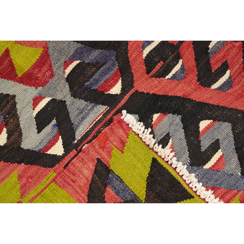 Hand Woven Oriental 100% Wool Carpet Southwestern Tribal Multi-Colored Kilim Area Rug - 10' 5'' X 5' 0''