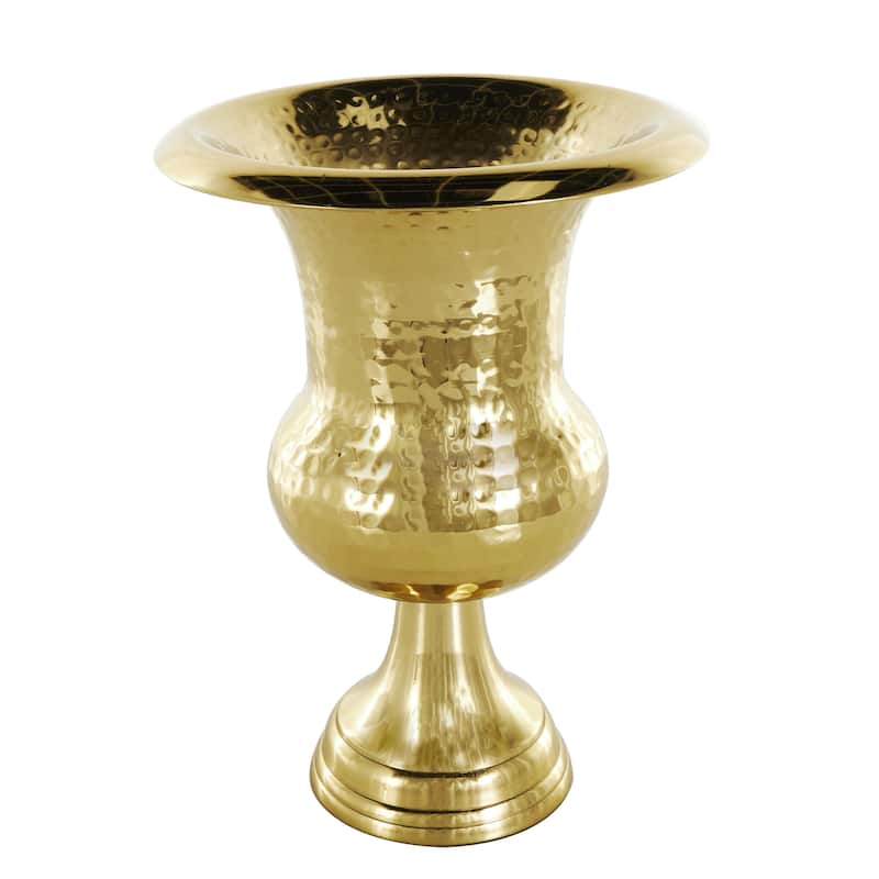 Aluminum Metal Goblet Inspired Hammered Decorative Vase - Silver or Gold - Roche River Decor