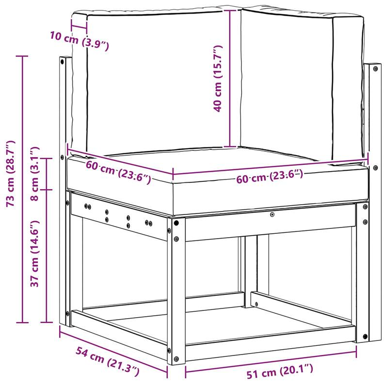 vidaXL 2 Piece Outdoor Middle Sofa Solid Acacia Wood