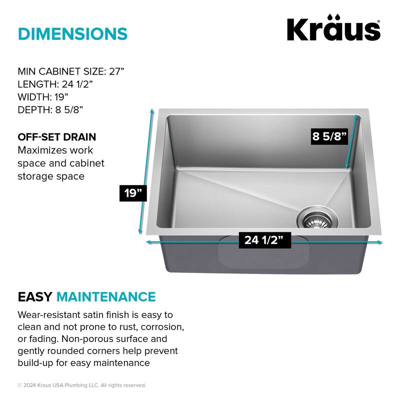 KRAUS Fairlane Undermount 18 Gauge Stainless Steel Kitchen Sink