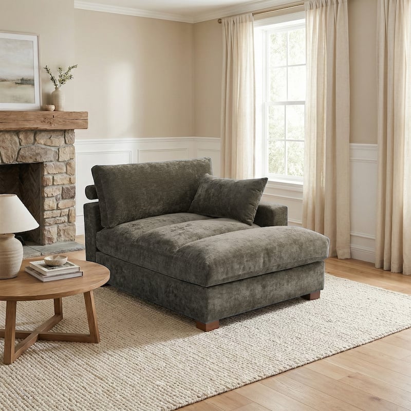 42"W Chenille Upholstered Chaise Lounge