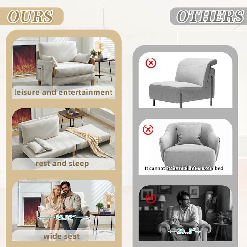 3-in-1 Convertible Sleeper Sofa Chair