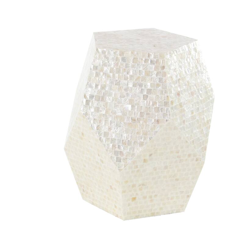Mother of Pearl Shell Handmade Accent Table - Cream or Multi Colored