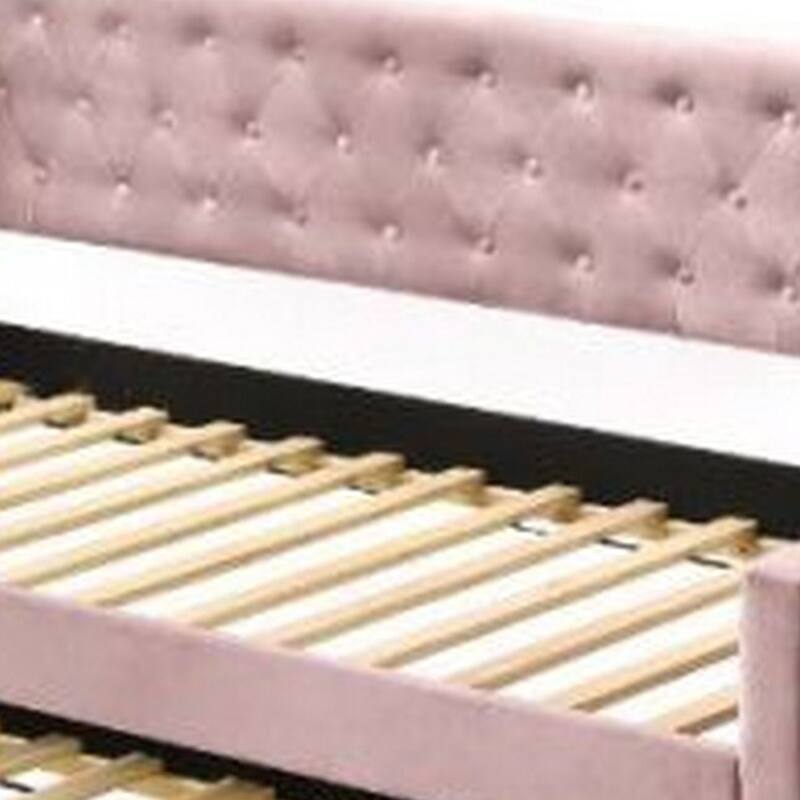 Twin Daybed with Sloped Track Arms and Trundle, Pink