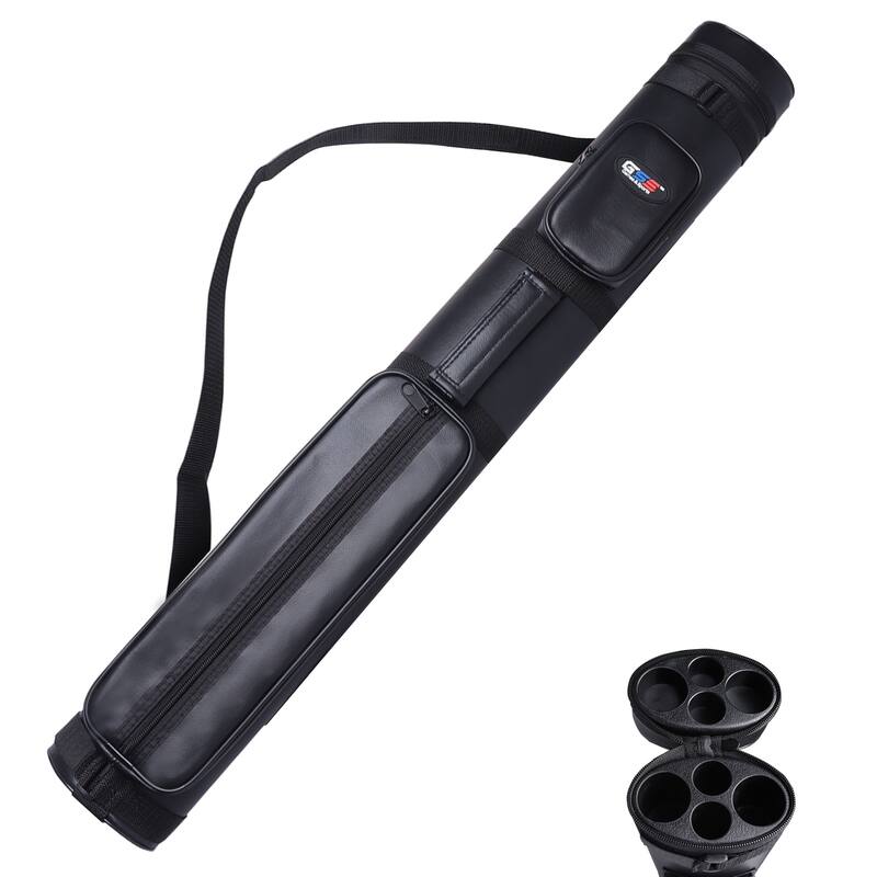 GSE™ 2x2 Oval Hard Billiard Pool Cue Stick Carrying Case, Billiard Cue Case Holds 2 Butts/2 Shafts (5 Colors) - Black