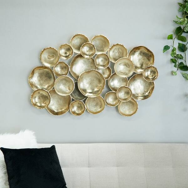Gold Aluminum Metal Plate Wall Decor with Uneven Edges Bed Bath