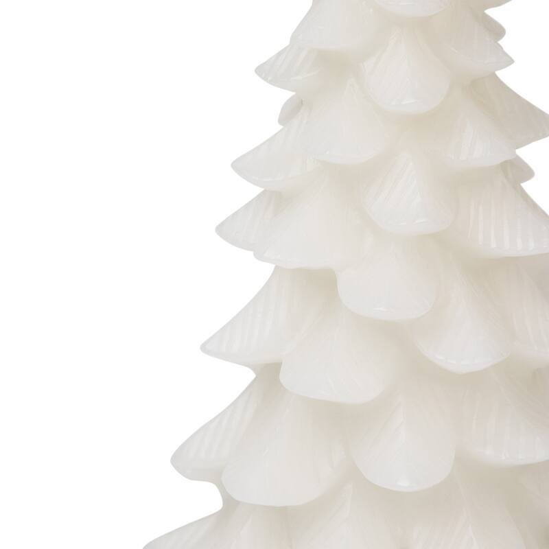 Flickering Flameless LED Christmas Tree Wax Candles - 7.25" - White - Set of 3