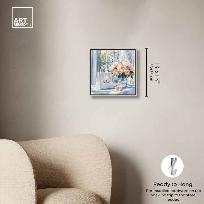 Bag and Peonies Canvas by Art Remedy