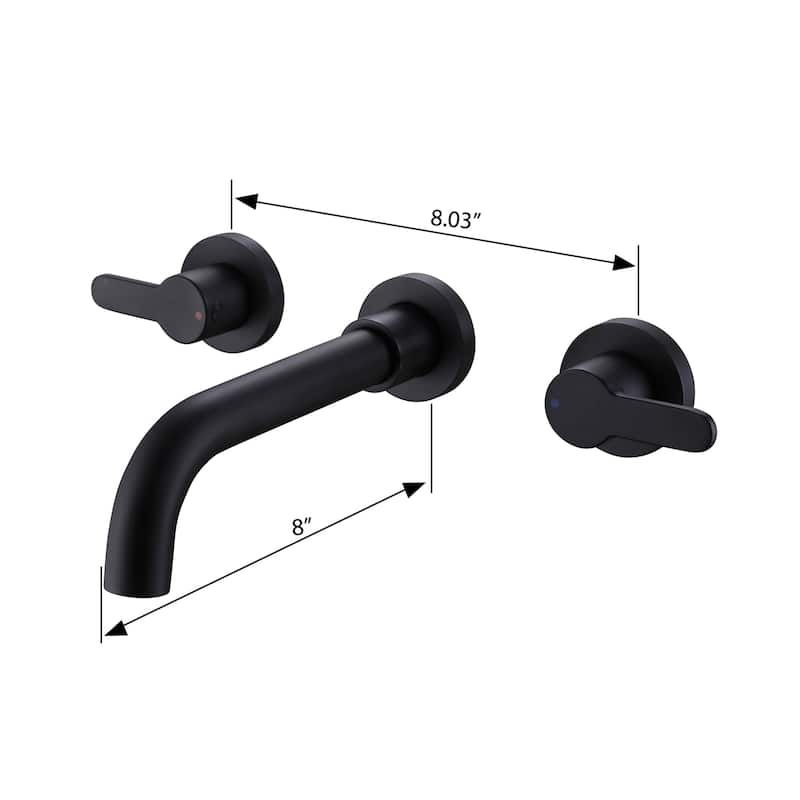Modland Wall-Mounted Modern Bathroom Sink Faucet Double Handle 3 Hole with Valve