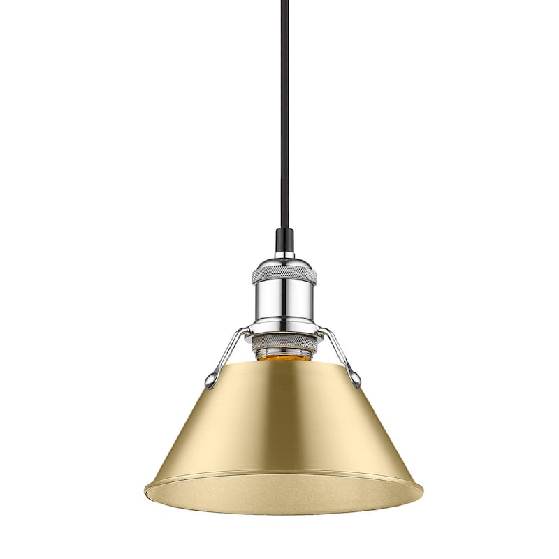 Yep by Golden Lighting Orwell 1-light 8in Pendant in Chrome and Brushed Champagne Brass shade - Silver