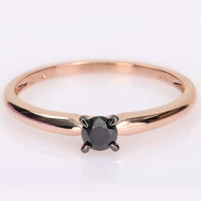 Miadora 1/4ct TDW Black Diamond Solitaire Engagement Ring in 14k Rose Gold