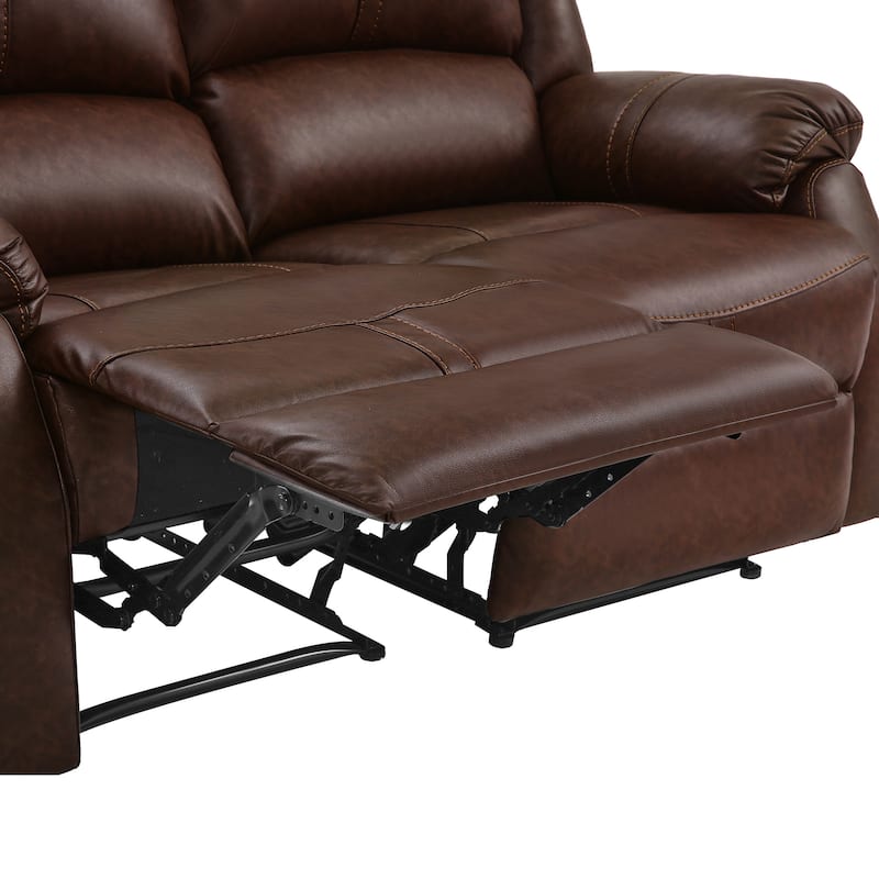 Manual Recliner,Faux Leather Reclining Sofa Set, 2-Seater Reclining Sofas For Living Room - 59"W X 37.4"D X 39.8"H