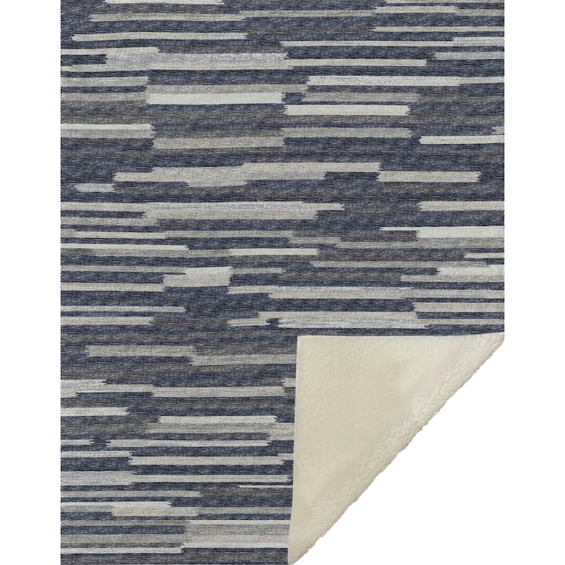 Premium Machine Washable ASB114 Modern Stripes Sherpa Throw Blanket