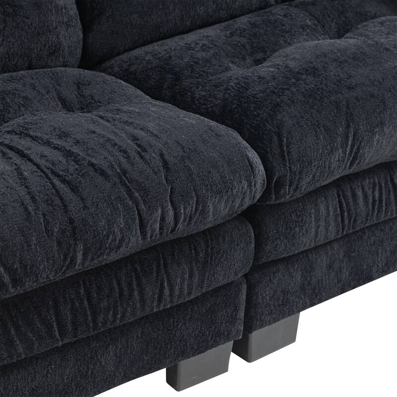 Chenille Deep Seating Loveseat Sectional Sofa with Dual-Layer Cushions