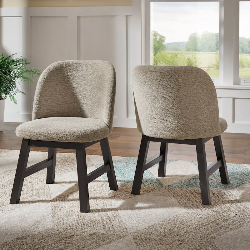 Harstad Wood Finish Taupe Fabric Curved Low Back Dining Chair (Set of 2) by iNSPIRE Q Modern