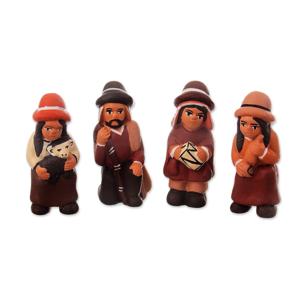 Novica Handmade Andean Souls Ceramic Figurines (Set Of 4)