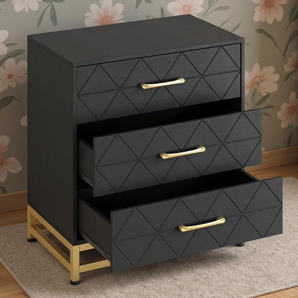 3 Drawer Wooden Dresser, Wood nightstand