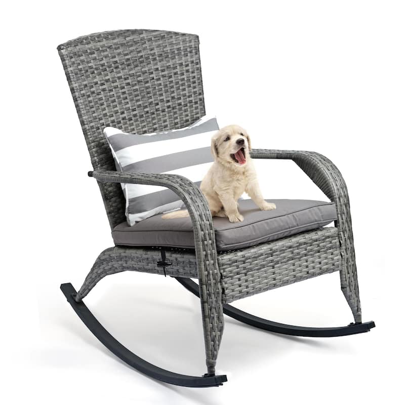 Outdoor Wicker Rocking Chair, Rattan Recliner