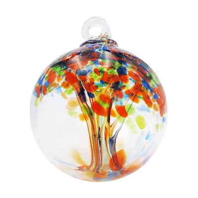 Tree of Life - Royal Hand Blown Art Glass Ornament-4"D - 4 inch
