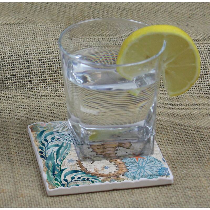 Counterart Absorbent Stone Coasters Monterey Bay Set of 4 4x4x1