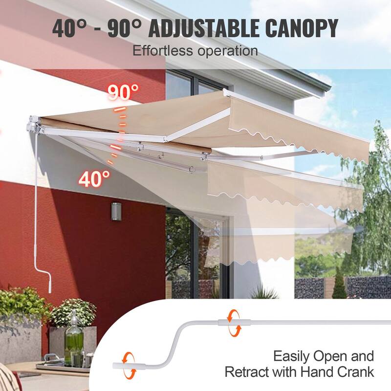 Manual Outdoor Awning Sun Shade for Patio, Balcony, Backyard