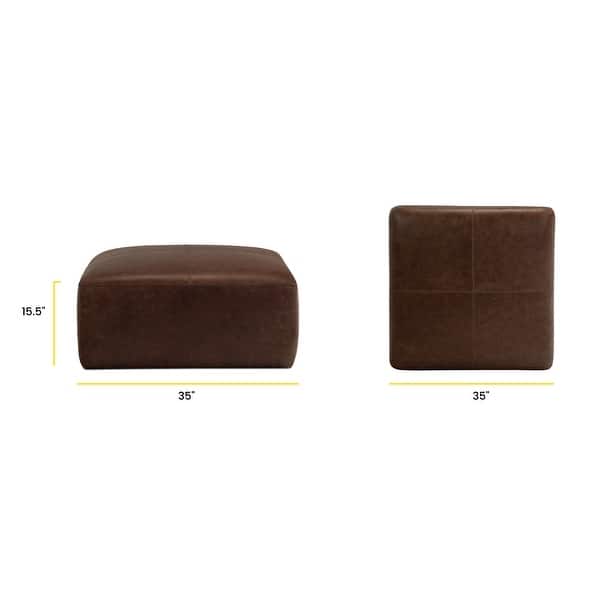 dimension image slide 1 of 3, Poly & Bark Sequoia Ottoman - Full Grain Genuine Italian Leather