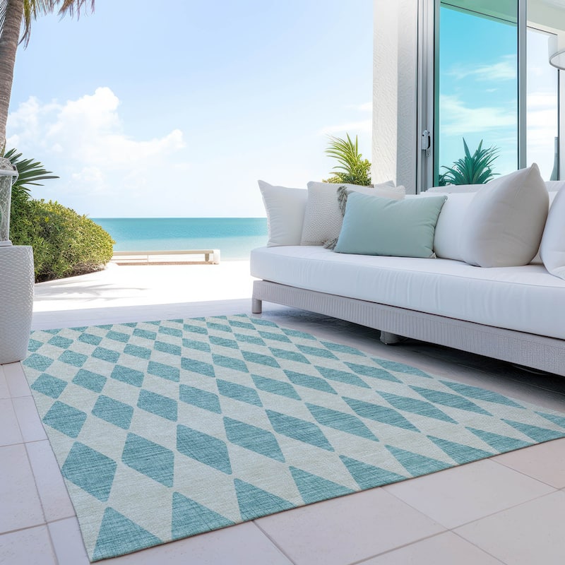 Machine Washable Indoor/ Outdoor Chantille Diamonds Rug