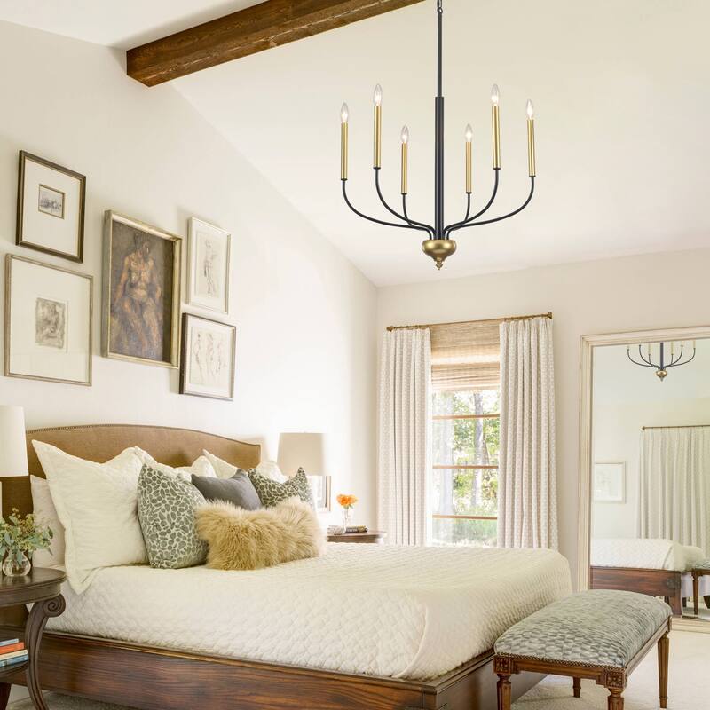 Simple and elegant 6 light metal frame pendant light bulb not includedSuitable for many different spaces