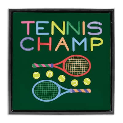 Stupell Tennis Champ Racket & Balls Framed Floater Canvas Wall Art Design By Sazerelli Designs