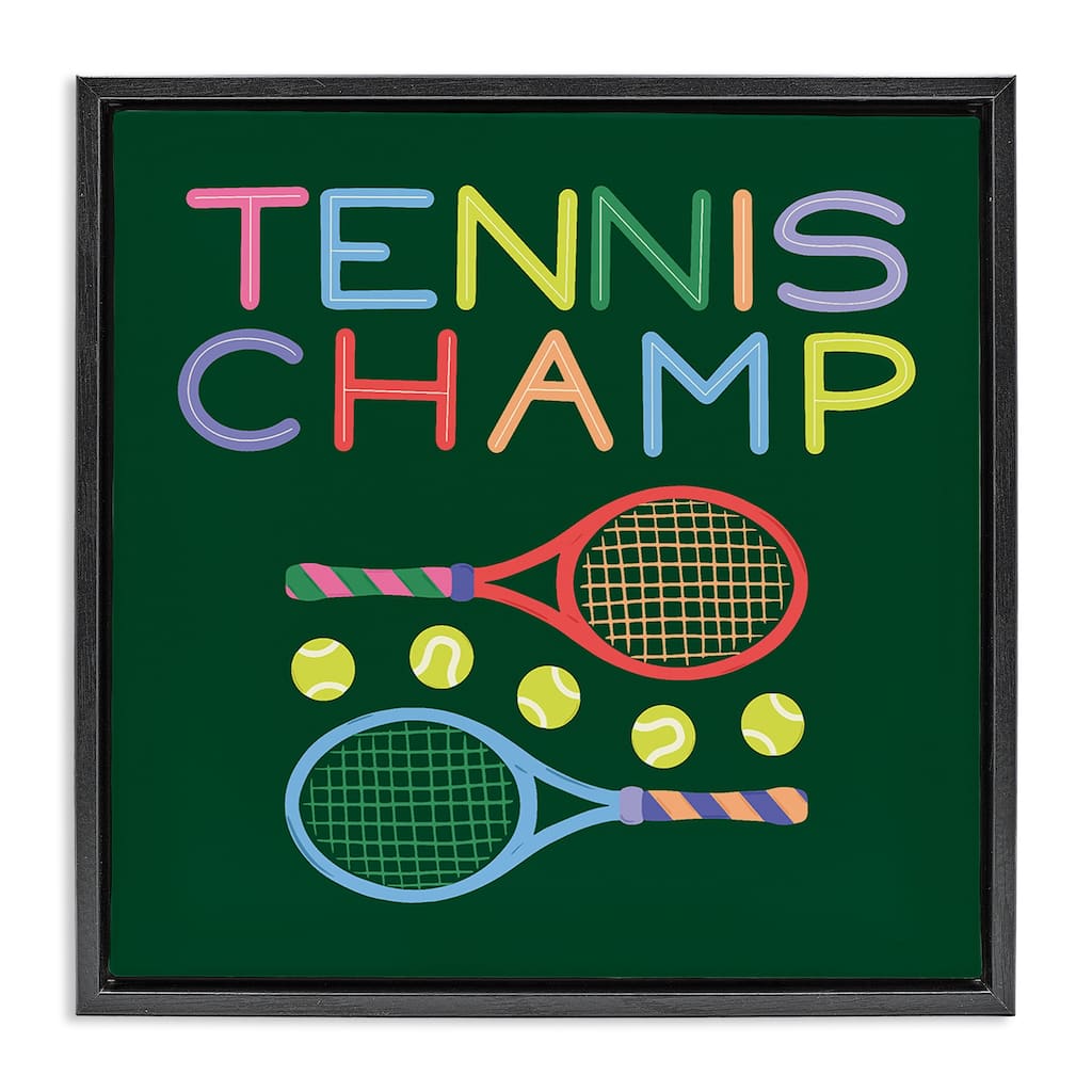 Stupell Tennis Champ Racket & Balls Framed Floater Canvas Wall Art Design By Sazerelli Designs