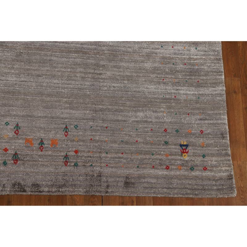 Hand Knotted Oriental 100% Wool Carpet Tribal Tribal Greys & Charcoal Gabbeh Area Rug - 11' 4'' X 8' 11''