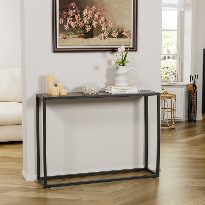 Anmytek Narrow Console Table Set 3 Piece Black Metal Frame,Living Room,Entryway