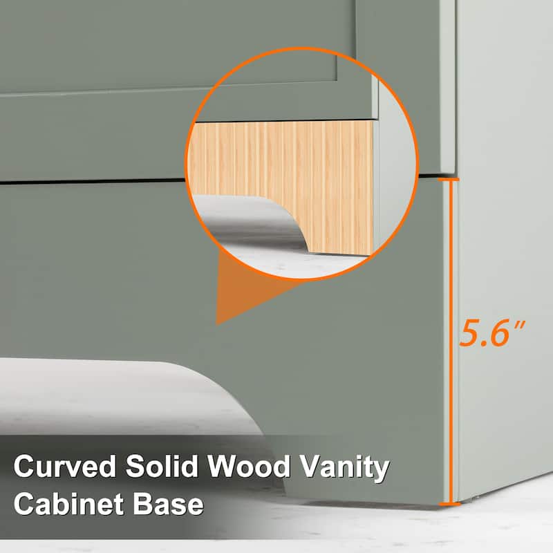 30"/36"/48" Single Bathroom Vanity Set with Drop in Sink Top with Wave Lines