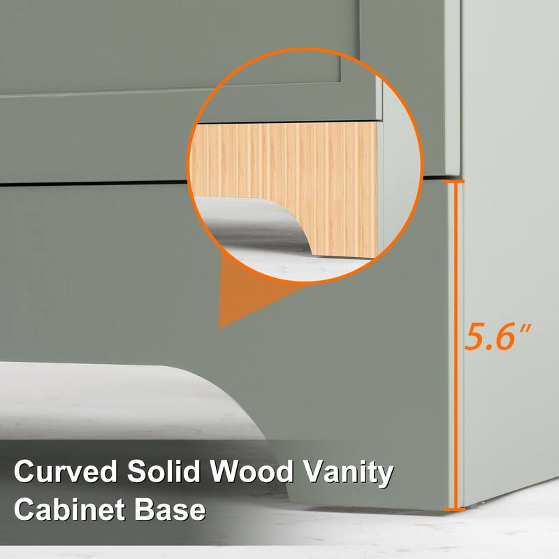 30"/36"/48" Single Bathroom Vanity Set with Drop in Sink Top with Wave Lines
