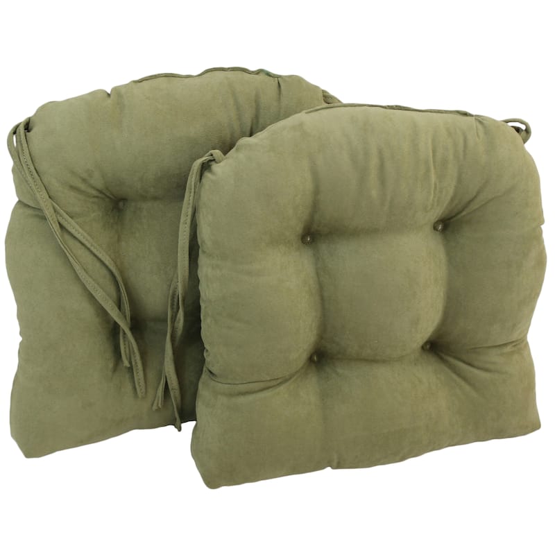 16-inch U-shaped Indoor Microsuede Chair Cushions (Set of 2, 4, or 6) - Set of 2 - Sage Green