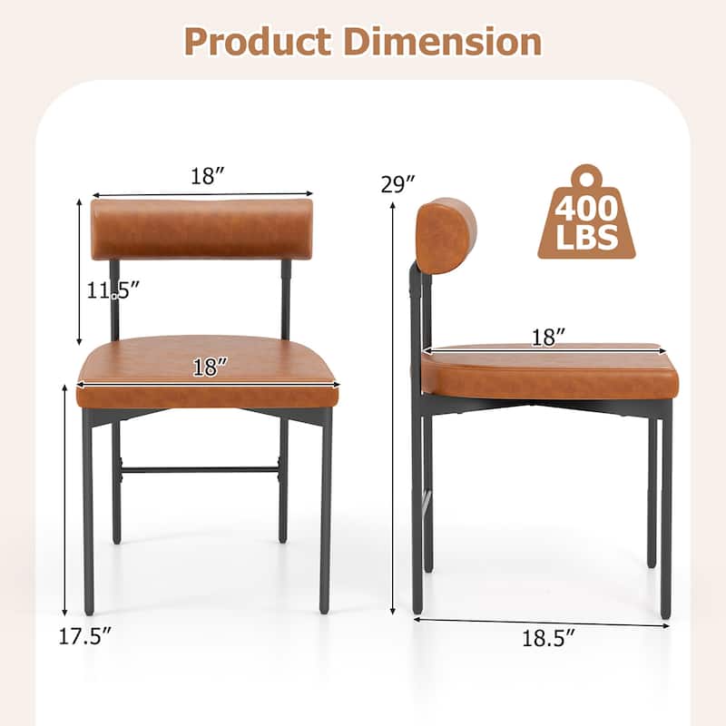 Gymax Dining Chair Set of 4 Faux Leather Upholstered Kitchen Side
