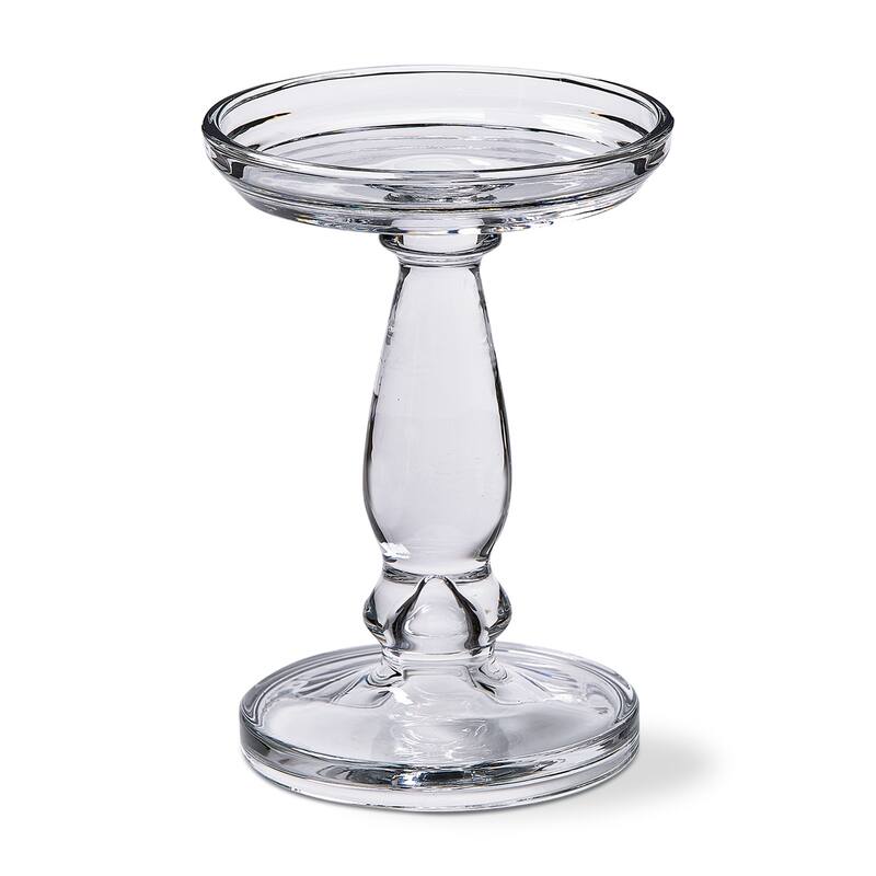 Lana Clear Glass Reversible Taper and Pillar Candle Holder Large, 5.9L x 5.9W x 8.1H inches