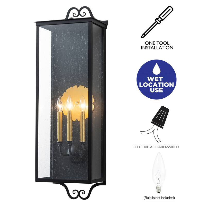C Cattleya 35 inch Large Outdoor Wall Lantern with Seeded Glass